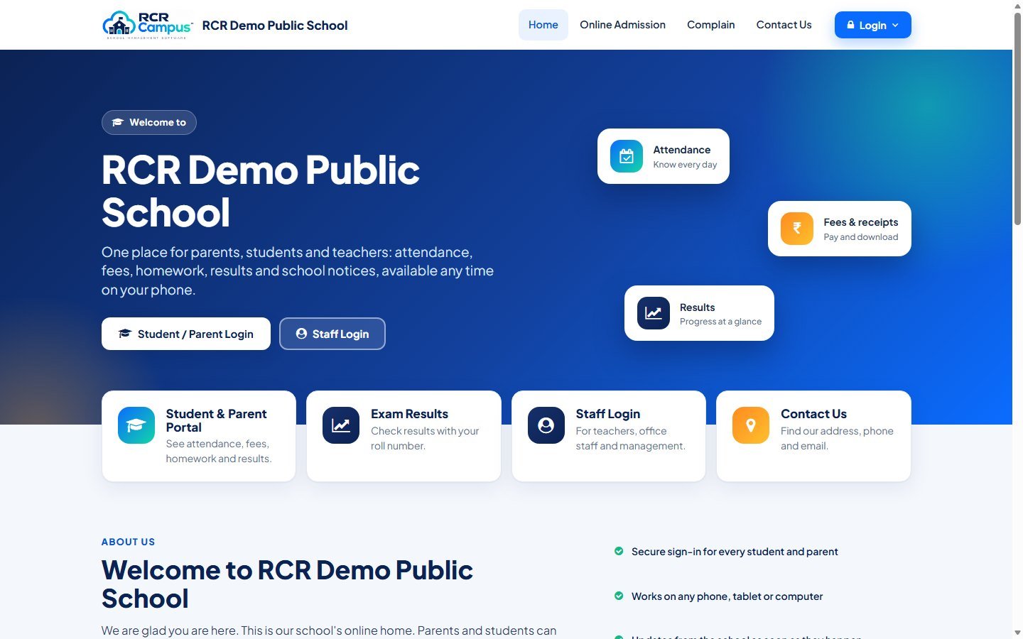 School public website home page